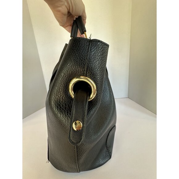 Sondra Roberts Squared Large Shoulder Bag Purse Black Gold Vegan Leather Clean - Picture 8 of 16